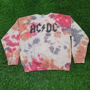 AC/DC Ice Dye Tie Dye Sweatshirt Mens M/L Baggy Oversized Boxy Fit